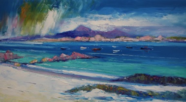 Summer rain passing on the Sound of Iona 18x32